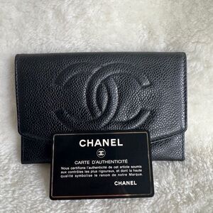CHANEL Black Caviar Leather Wallet